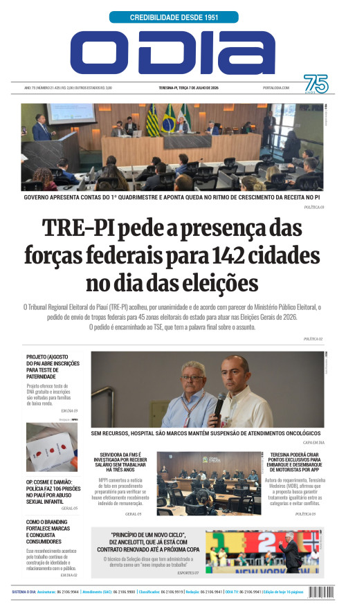 Confira os principais destaques do Jornal O Dia desta terça-feira (07)