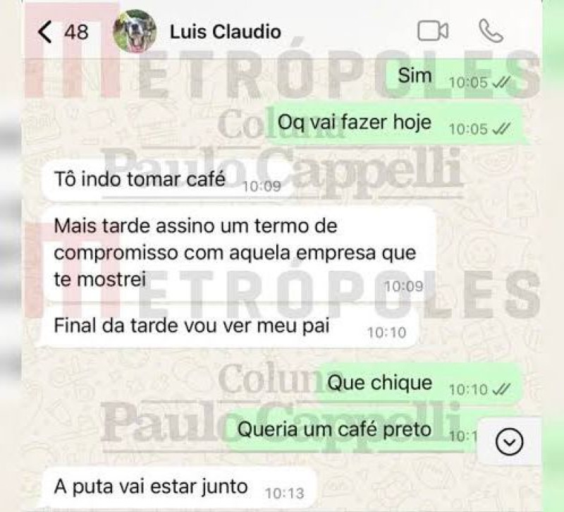 Filho de Lula teria xingado Janja em mensagem de Whatsapp - (Reprodução/Metrópoles)