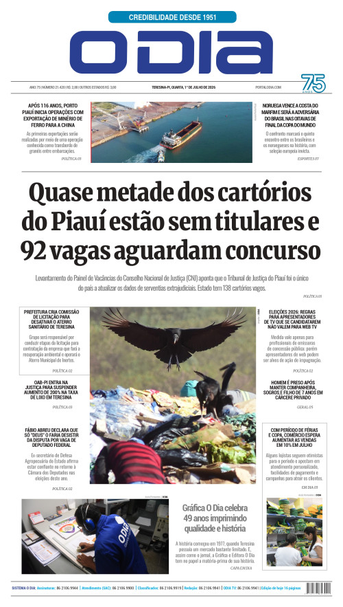 Confira os principais destaques do Jornal O Dia desta quarta-feira (01)