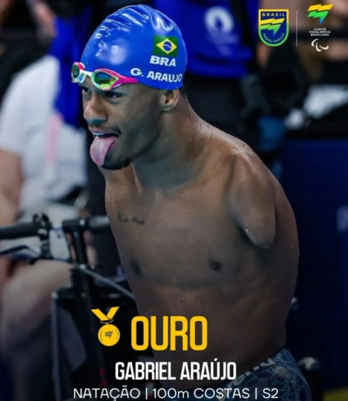 Gabriel Araújo ouro na Natação - (Reprodução / Brasil Paralímpico)