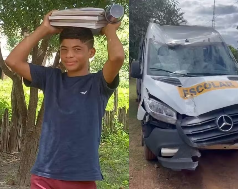 Adolescente morre após ser atropelado por van escolar desgovernada em Joaquim Pires - (Reprodução/Redes Sociais)
