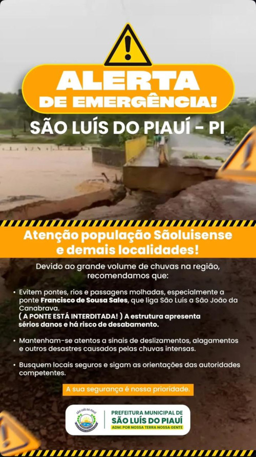 Vídeo: Com risco de desabamento, prefeitura interdita ponte no interior do Piauí - (Reprodução)