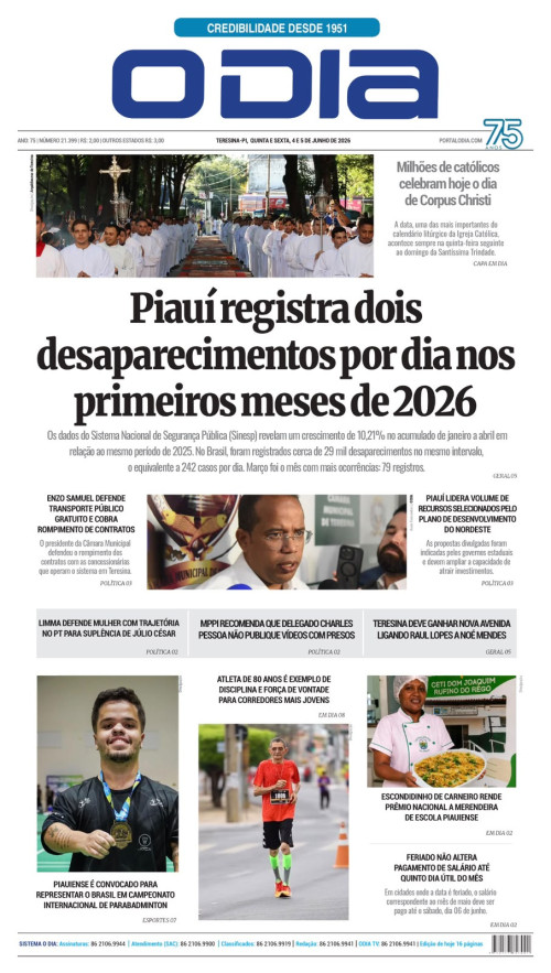 Confira os principais destaques do Jornal O Dia desta quinta-feira (4)