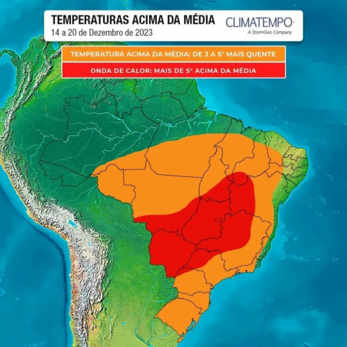 Quinta onda de calor prevista para o Brasil - (Divulgação/Climatempo)
