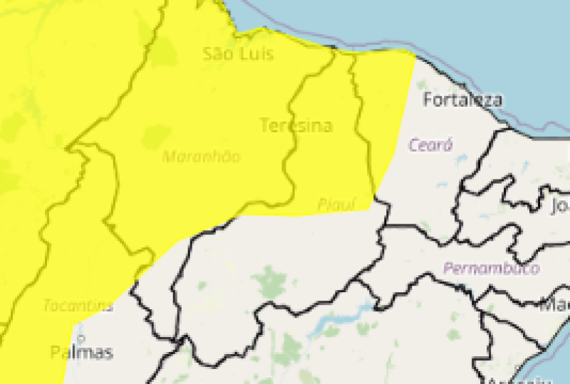 Teresina e mais 121 cidades do Piauí estão em alerta para chuvas intensas; veja a lista - (Inmet)