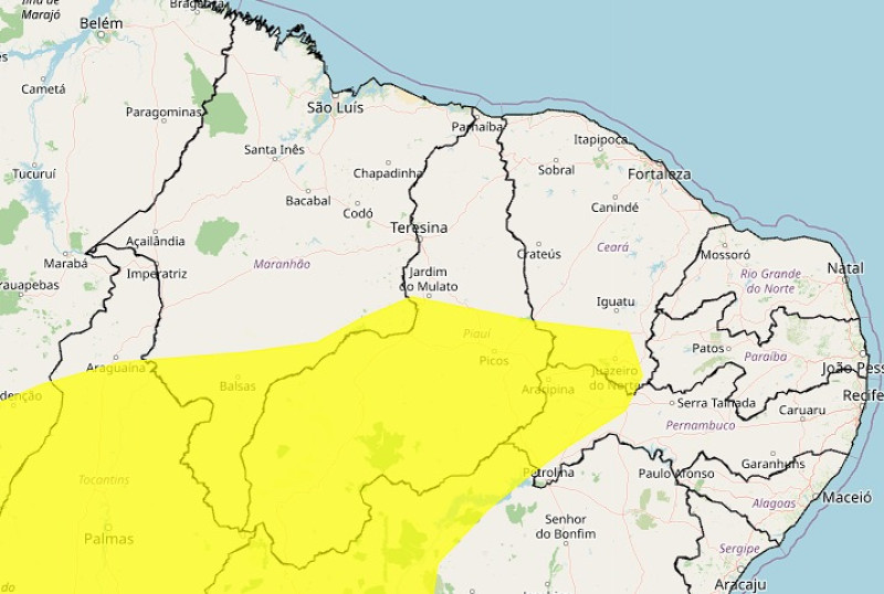 Piauí tem 144 cidades sob alerta de baixa umidade neste sábado (25); veja quais - (INMET)
