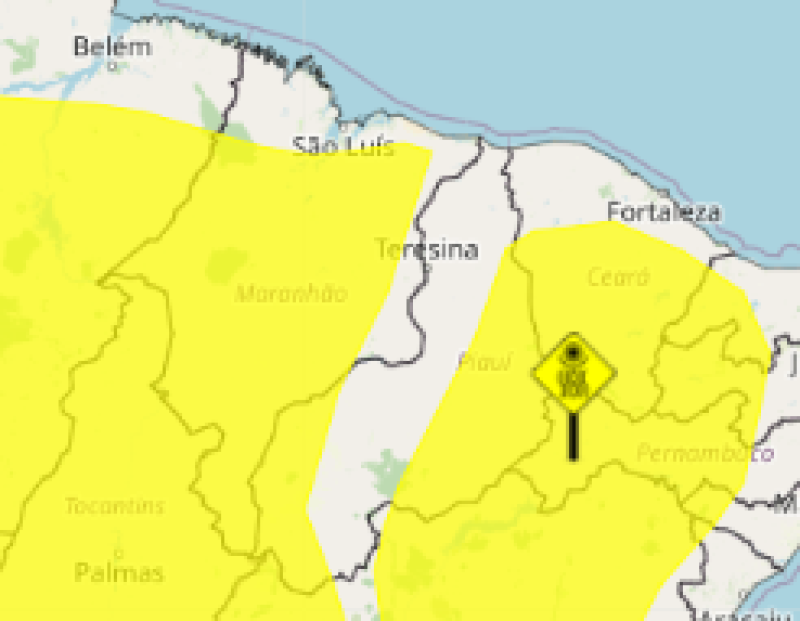 16 municípios do Piauí estão em alerta para chuvas intensas até o Natal; veja lista - (Reprodução / INMET)