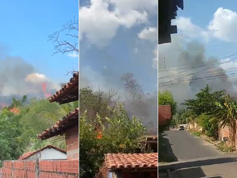 Incêndio atinge terreno e ameaça residências na zona Leste de Teresina