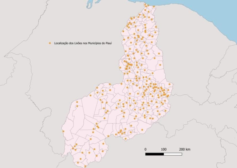 Distribuição dos lixões no Piauí - (Reprodução/TCE-PI)