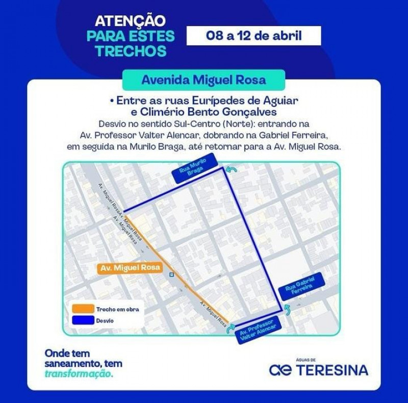 Trechos das avenidas Miguel Rosa e Joaquim Ribeiro são interditados; veja desvios - (Reprodução/Instagram)