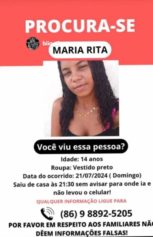 Família pede ajuda para encontrar adolescente desaparecida há uma semana em Teresina