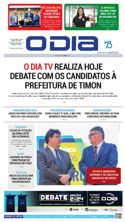 Confira os principais destaques do Jornal O Dia desta terça-feira (27)