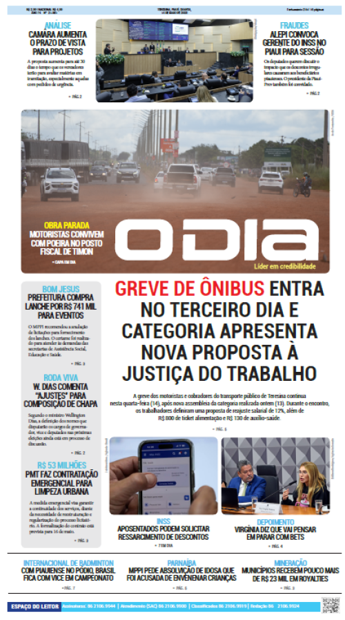 Confira os principais destaques do Jornal O Dia desta quarta-feira (14)