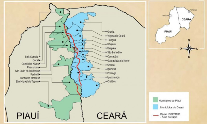Piauí x Ceará: Área de litígio em Atlas do IBGE só será corrigida após decisão do STF