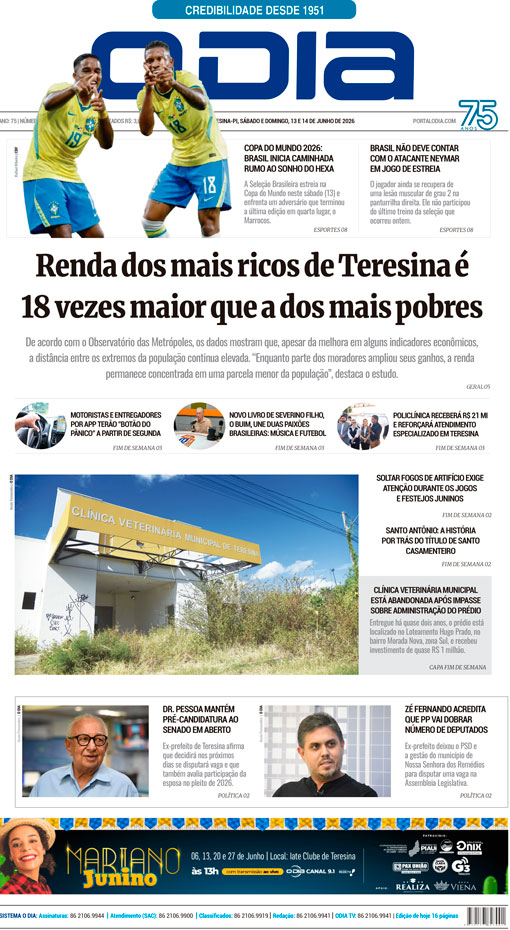 Jornal O Dia - Sábado, 13 de junho de 2026