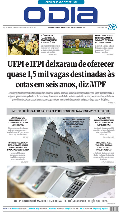 Jornal O Dia - Sábado, 18 de julho de 2026