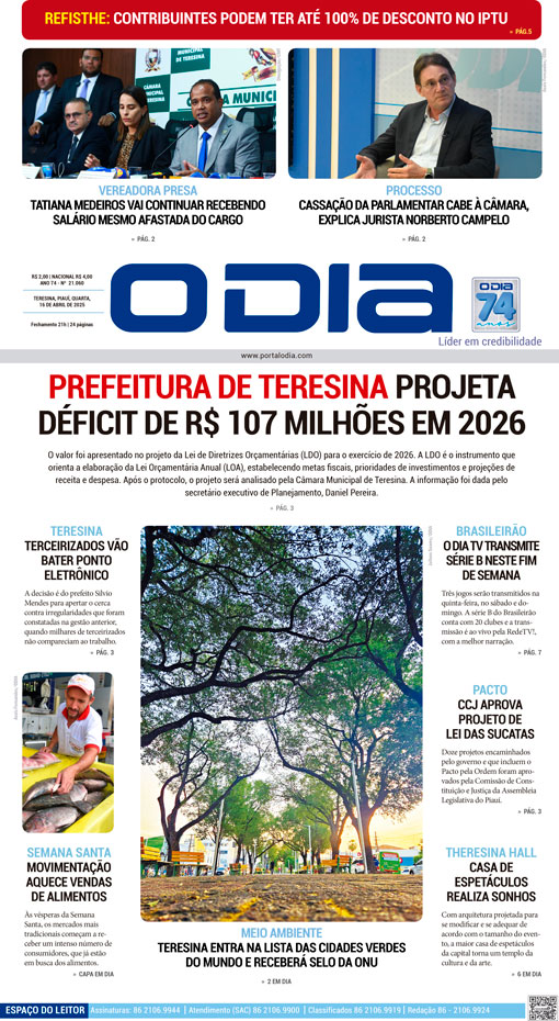 Jornal O Dia - Quarta-feira, 16 de abril de 2025