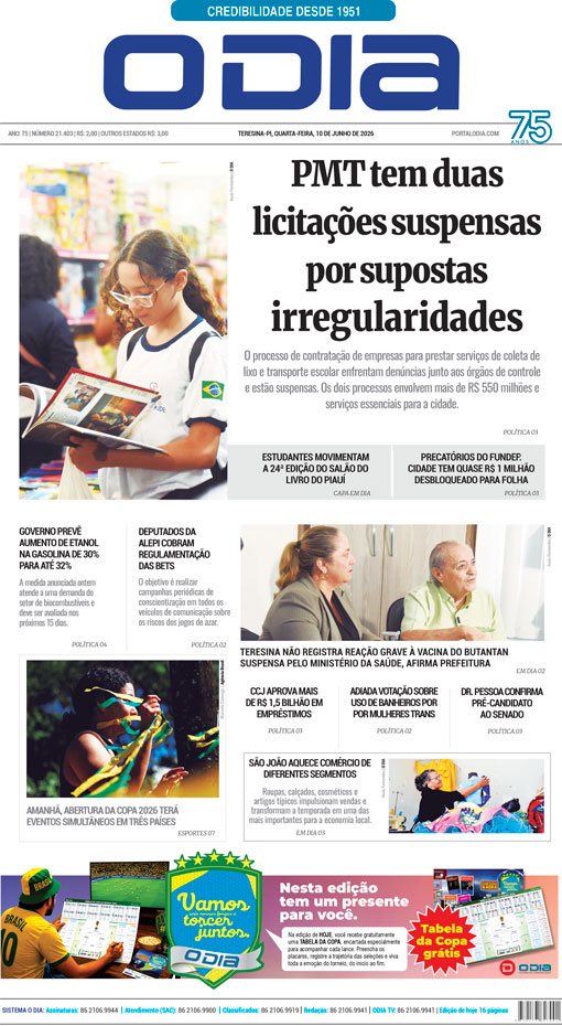 Jornal O Dia - Quarta-feira, 10 de junho de 2026