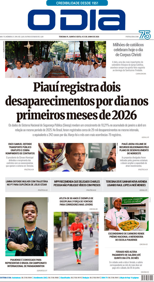 Jornal O Dia - Quinta-feira, 4 de junho de 2026