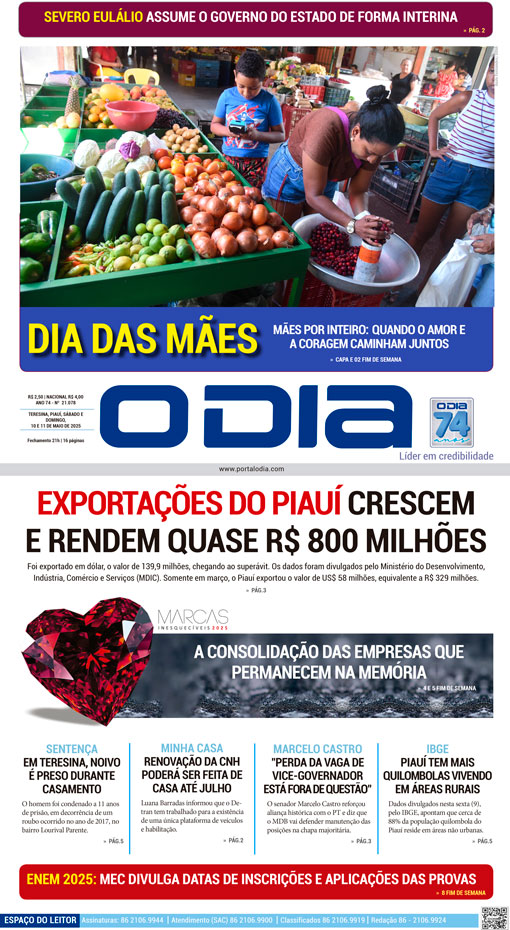 Jornal O Dia - Sábado, 10 de maio de 2025