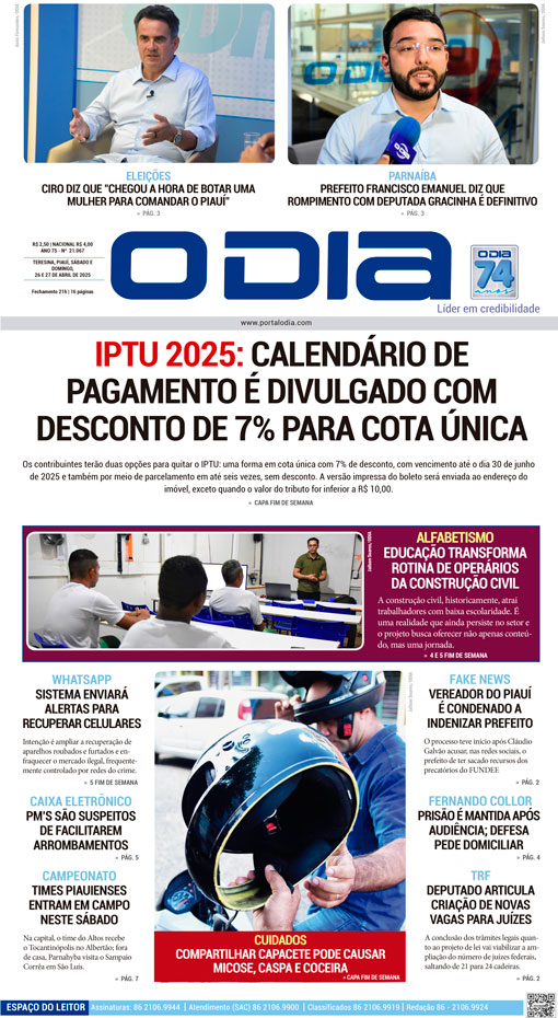 Jornal O Dia - Sábado, 26 de abril de 2025