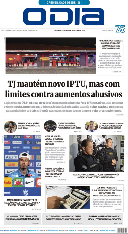 Jornal O Dia - Quarta-feira, 24 de junho de 2026