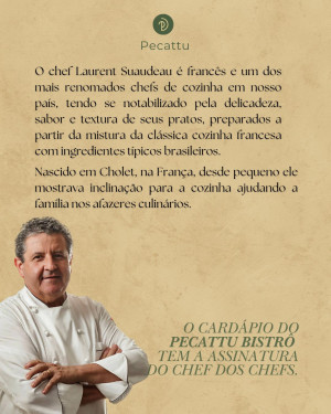Renomado chef Laurent Suaudeau assina cardápio de restaurante em Teresina, que está selecionando profissionais para trabalhar com o chef